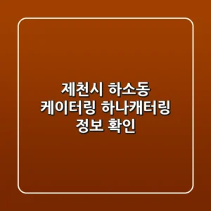 제천시 하소동 케이터링, 하나캐터링 정보 확인
