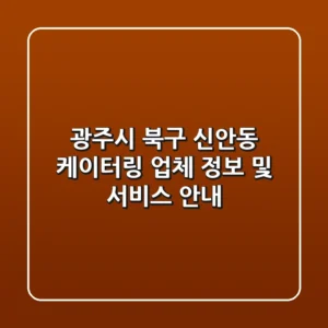 광주시 북구 신안동 케이터링 업체 정보 및 서비스 안내