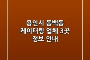 용인시 동백동 케이터링 업체 3곳 정보 안내