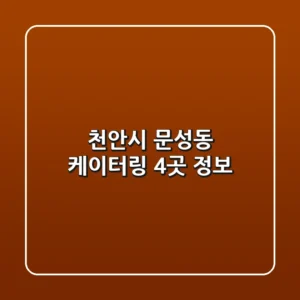 천안시 문성동 케이터링 4곳 정보