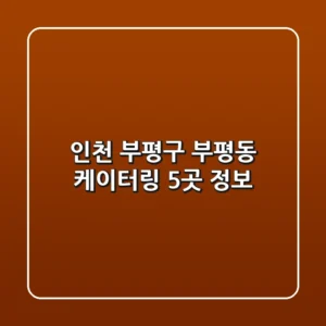 인천 부평구 부평동 케이터링 5곳 정보