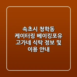 속초시 청학동 케이터링: 베이킹포유, 고가네 식탁 정보 및 이용 안내