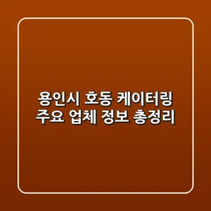 용인시 호동 케이터링: 주요 업체 정보 총정리