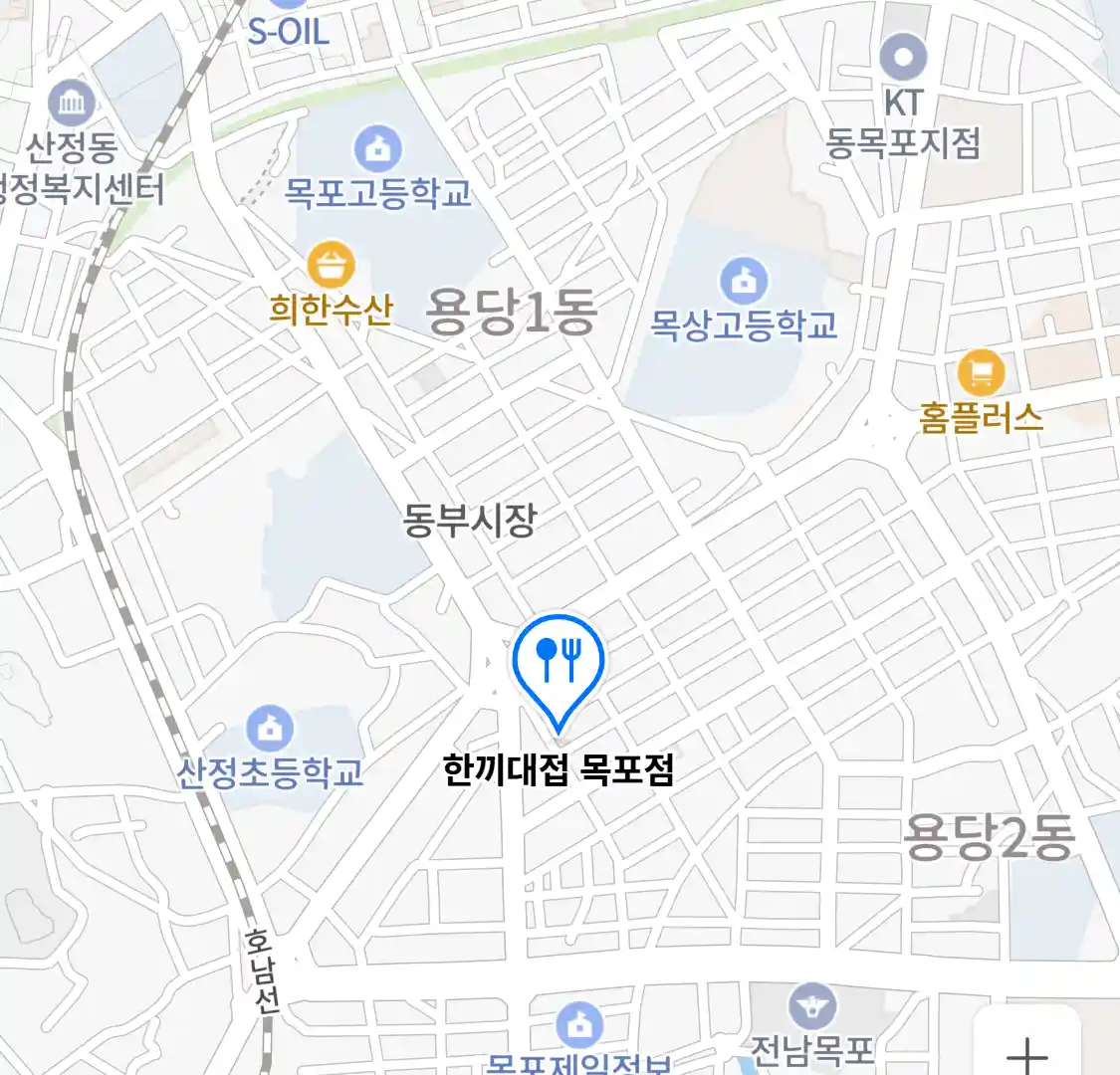 한끼대접 목포점 지도