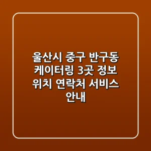 울산시 중구 반구동 케이터링 3곳 정보 - 위치, 연락처, 서비스 안내