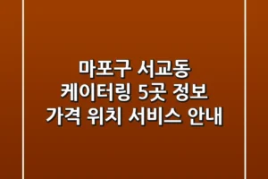 마포구 서교동 케이터링 5곳 정보 – 가격, 위치, 서비스 안내