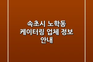 속초시 노학동 케이터링 업체 정보 안내