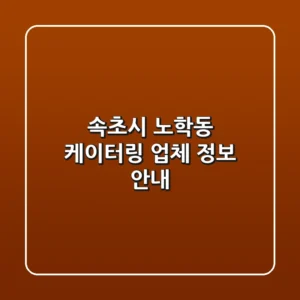 속초시 노학동 케이터링 업체 정보 안내