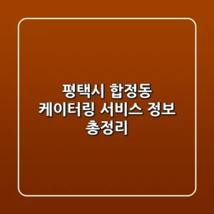 평택시 합정동 케이터링 서비스 정보 총정리
