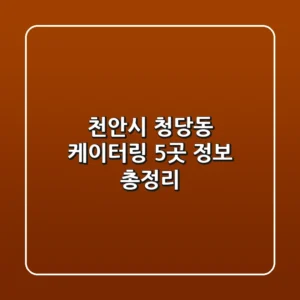 천안시 청당동 케이터링 5곳 정보 총정리