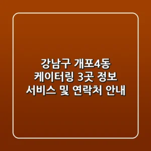 강남구 개포4동 케이터링 3곳 정보 - 서비스 및 연락처 안내