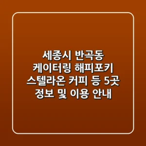 세종시 반곡동 케이터링: 해피포키, 스텔라온 커피 등 5곳 정보 및 이용 안내