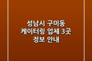 성남시 구미동 케이터링 업체 3곳 정보 안내