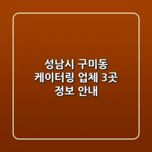 성남시 구미동 케이터링 업체 3곳 정보 안내