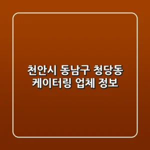 천안시 동남구 청당동 케이터링 업체 정보