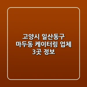 고양시 일산동구 마두동 케이터링 업체 3곳 정보