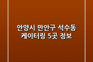 안양시 만안구 석수동 케이터링 5곳 정보