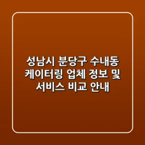 성남시 분당구 수내동 케이터링: 업체 정보 및 서비스 비교 안내