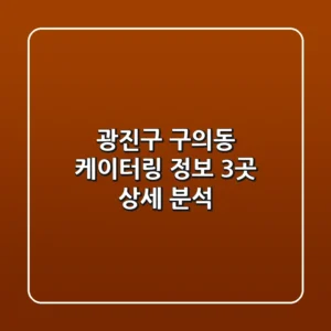 광진구 구의동 케이터링 정보: 3곳 상세 분석