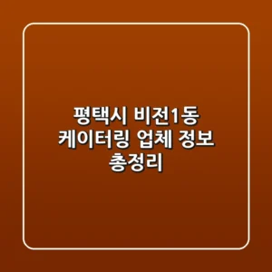 평택시 비전1동 케이터링 업체 정보 총정리