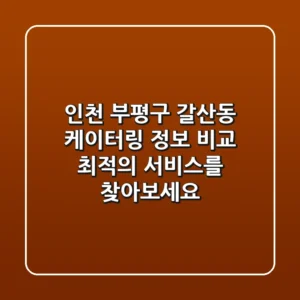 인천 부평구 갈산동 케이터링 정보 비교: 최적의 서비스를 찾아보세요