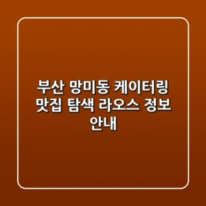 부산 망미동 케이터링 맛집 탐색: 라오스 정보 안내
