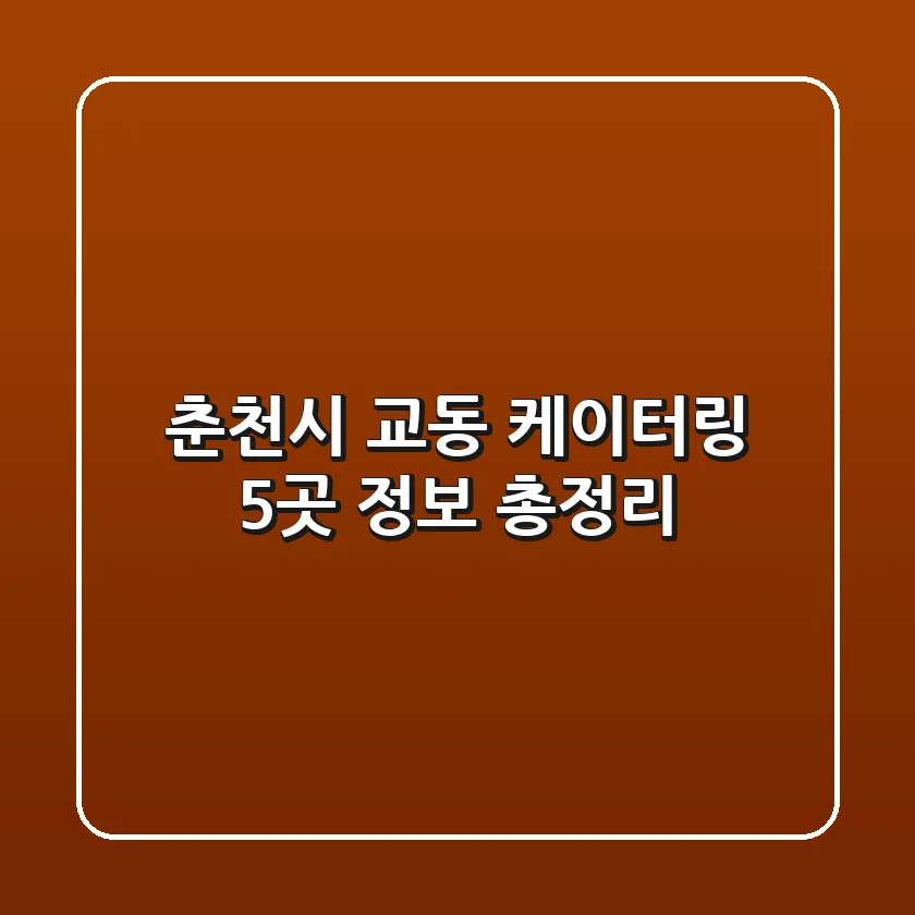 춘천시 교동 케이터링 5곳 정보 총정리