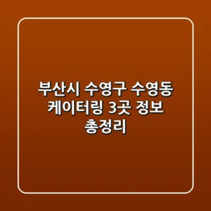 부산시 수영구 수영동 케이터링 3곳 정보 총정리
