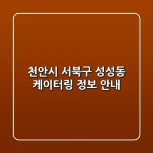 천안시 서북구 성성동 케이터링 정보 안내