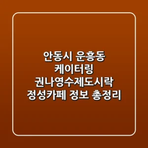 안동시 운흥동 케이터링: 권나영수제도시락, 정성카페 정보 총정리