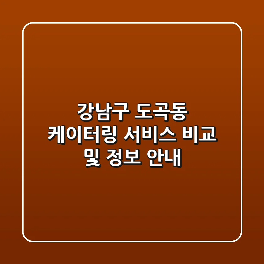 강남구 도곡동 케이터링 서비스 비교 및 정보 안내