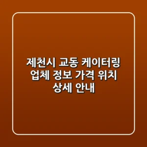 제천시 교동 케이터링: 업체 정보, 가격, 위치 상세 안내