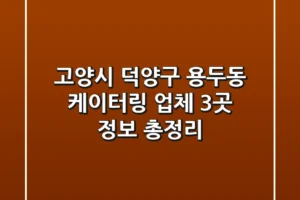 고양시 덕양구 용두동 케이터링 업체 3곳 정보 총정리